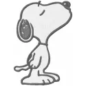 Dreaming Snoopy embroidery design preview showing stitched cartoon character