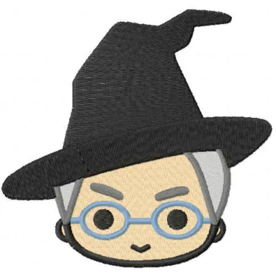 Professor McGonagall head embroidery design preview showing detailed stitched portrait