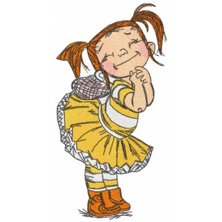 Red hair happy girl embroidery design - Embroidery Design