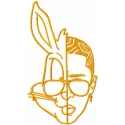 Bad Bunny one-colored embroidery design preview