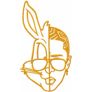 Bad Bunny one colored embroidery design - Embroidery Design