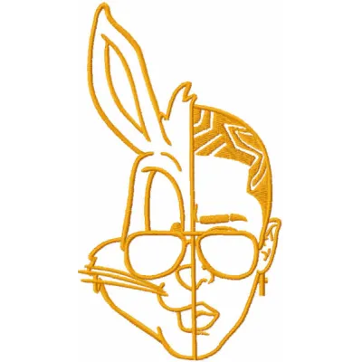 Bad Bunny one-colored embroidery design preview