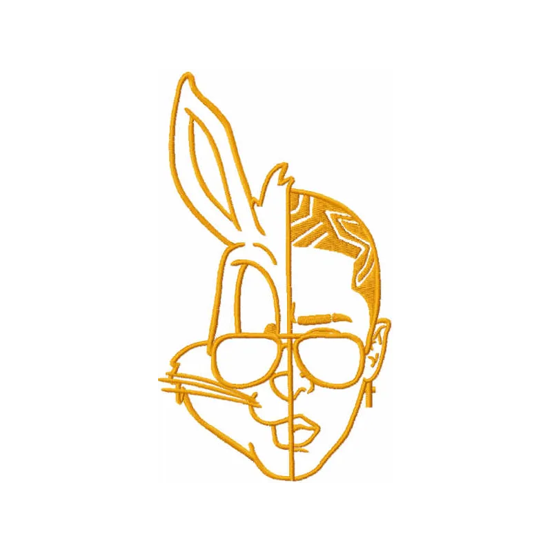 Bad Bunny one-colored embroidery design preview