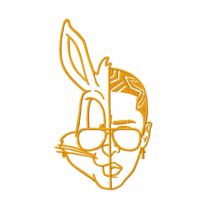 Bad Bunny one colored embroidery design - Embroidery Design