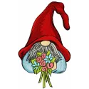 Funny dwarf with spring flower embroidery design preview