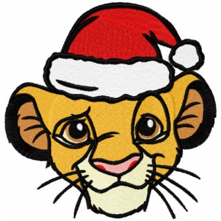 Simba Santa hat embroidery design - Embroidery Design