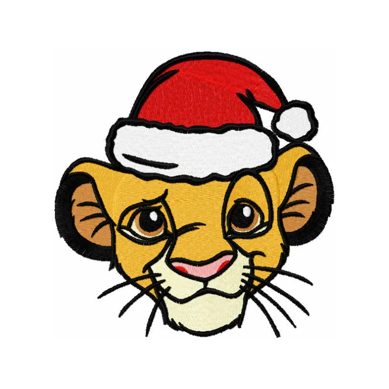 Simba Santa hat embroidery design preview showing festive stitching pattern
