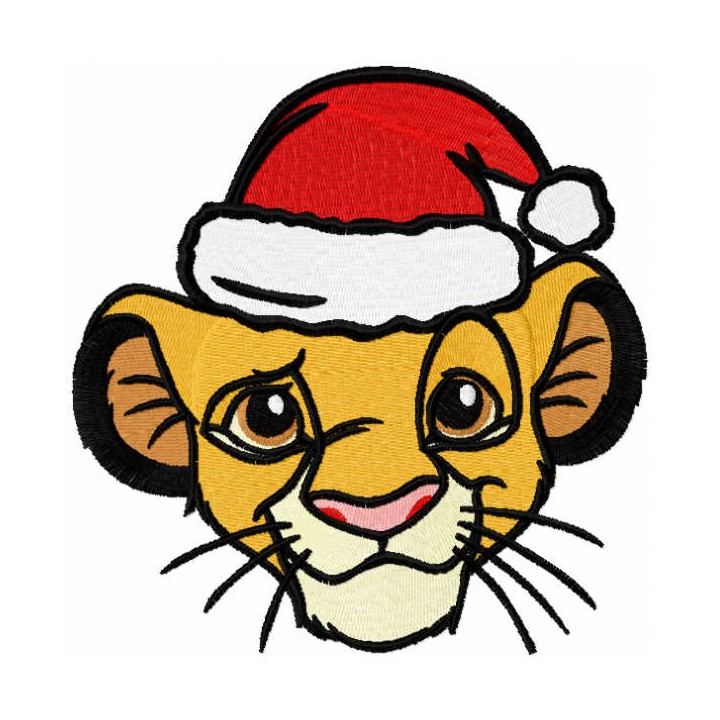 Simba Santa hat embroidery design - Embroidery Design