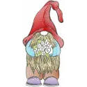 Tattered Dwarf embroidery design featuring a whimsical gnome character with detailed stitching
