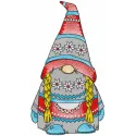 Dwarf girl embroidery design featuring a bearded female gnome character with detailed stitching