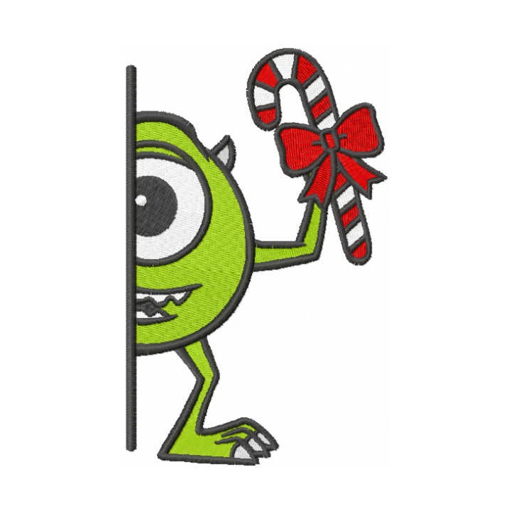 Christmas Mike outside the door embroidery design - Embroidery Design