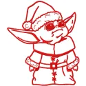 Yoda Santa Claus embroidery design preview showing festive Star Wars character