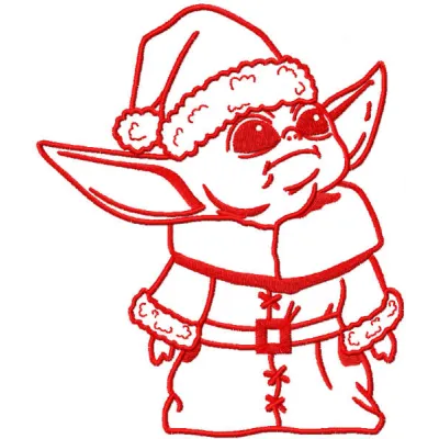 Yoda Santa Claus embroidery design preview showing festive Star Wars character