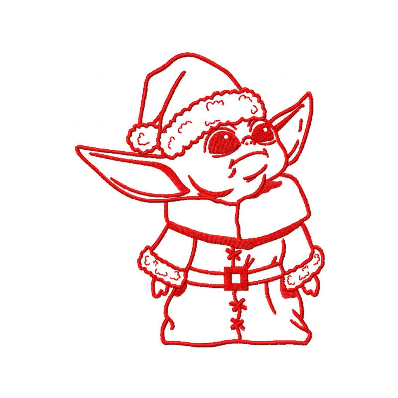 Yoda Santa Claus embroidery design preview showing festive Star Wars character