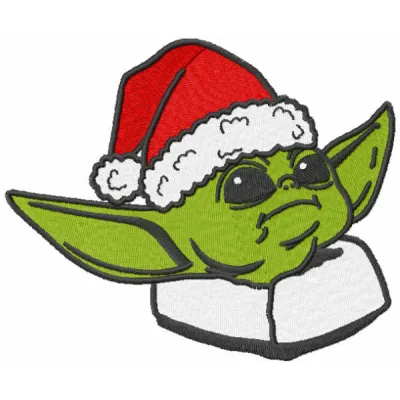 Yoda Santa embroidery design featuring the beloved Star Wars character in festive holiday attire