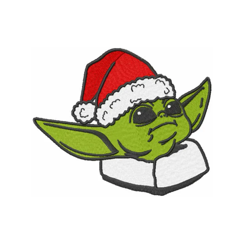 Yoda Santa embroidery design featuring the beloved Star Wars character in festive holiday attire
