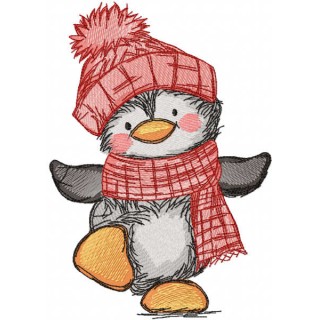 Penguin winter dancing embroidery design - Embroidery Design