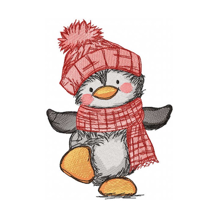 Penguin winter dancing embroidery design - Embroidery Design