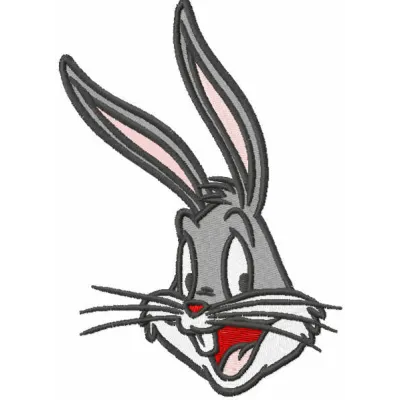 Bugs Bunny muzzle embroidery design preview showing stitched cartoon character face pattern