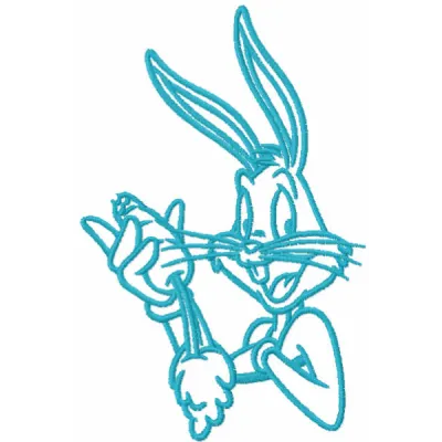 Bugs Bunny love carrot one colored embroidery design preview showing stitching pattern