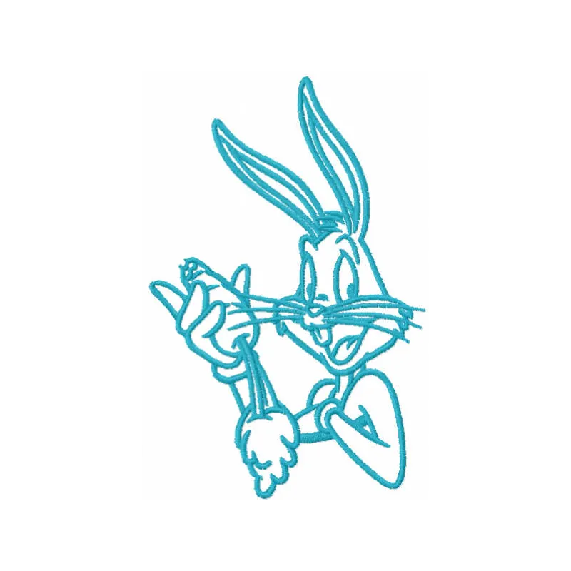 Bugs Bunny love carrot one colored embroidery design preview showing stitching pattern