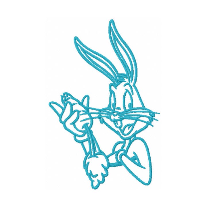 Bugs bunny love carrot one colored embroidery design - Embroidery Design