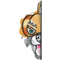Pumpkin dog half embroidery design preview showing stitched pattern details