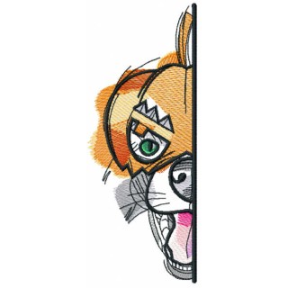 Pumpkin dog half embroidery design - Embroidery Design