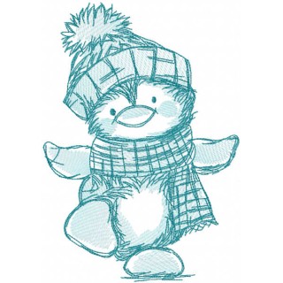 Penguin dancing sketch embroidery design - Embroidery Design