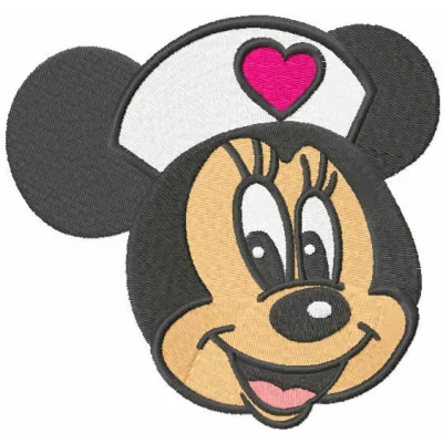 Minnie heart doctor embroidery design preview showing stitched pattern