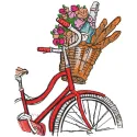 Bicycle with flowers champagne in basket embroidery design preview
