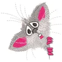 Frightened mouse peeking embroidery design with detailed stitching pattern