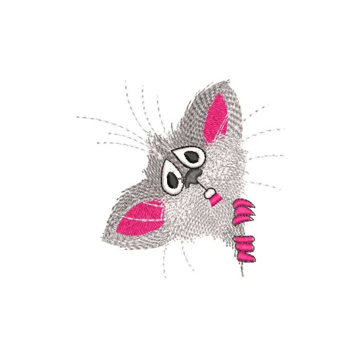 Frightened mouse peeking embroidery design - Embroidery Design