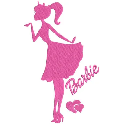 Barbie kiss embroidery design preview showing pink lips stitching pattern