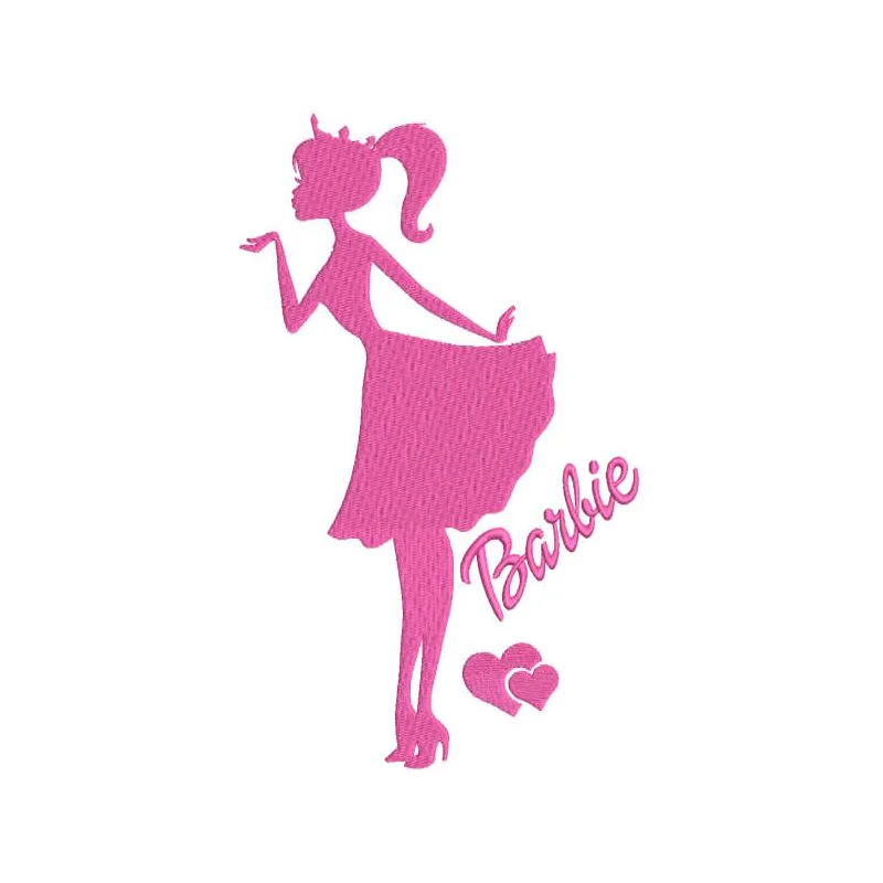 Barbie kiss embroidery design preview showing pink lips stitching pattern