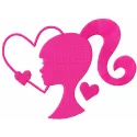Barbie pink heart embroidery design file preview showing stitched heart motif