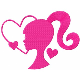 Barbie pink heart embroidery design - Embroidery Design
