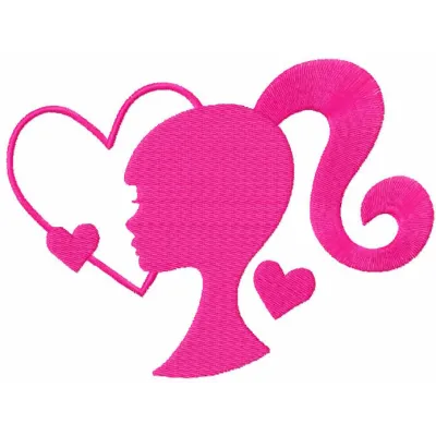 Barbie pink heart embroidery design file preview showing stitched heart motif