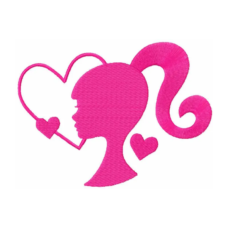 Barbie pink heart embroidery design file preview showing stitched heart motif