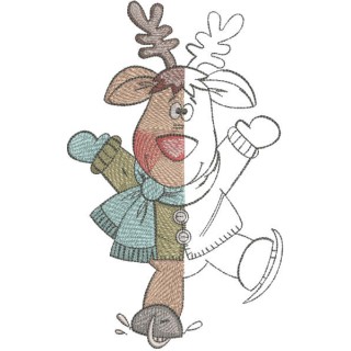 Deer color and no color embroidery design - Embroidery Design