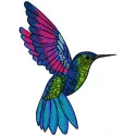 Vibrant hummingbird embroidery design with detailed feather stitching and bright plumage colors