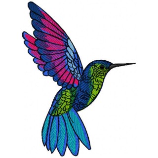 Bright plumage of a hummingbird embroidery design - Embroidery Design