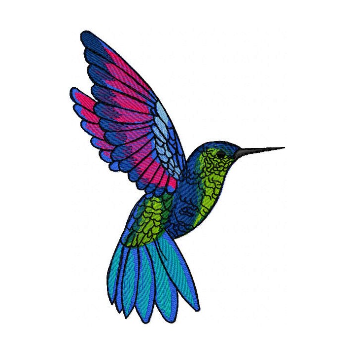 Bright plumage of a hummingbird embroidery design - Embroidery Design