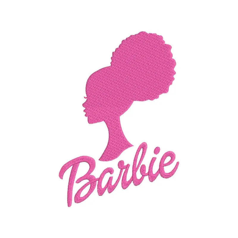 Afro Barbie embroidery design featuring detailed stitching pattern