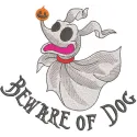 Beware of dog embroidery design featuring The Nightmare Before Christmas character