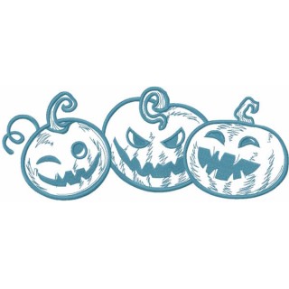 Smiling trio pumpkins embroidery design - Embroidery Design
