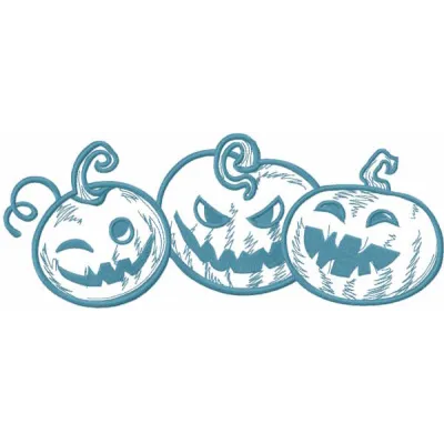 Cheerful Pumpkin Trio Stitching Pattern for Halloween