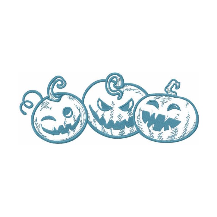 Smiling trio pumpkins embroidery design - Embroidery Design