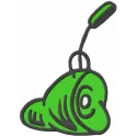 Green ham embroidery design preview showing stitched Dr. Seuss-inspired pattern
