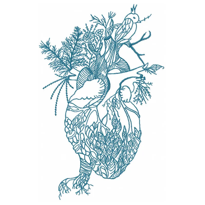 Forest Heart embroidery design featuring woodland elements with a heart motif